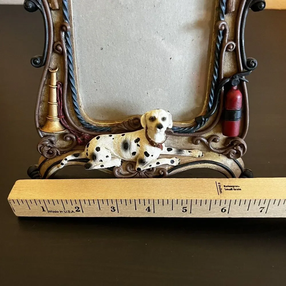 Vanmark Red Hats of Courage FD Fire Department Picture Frame Dalmatian Dog 4 x 6
